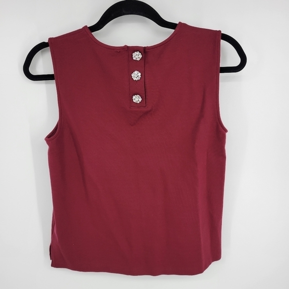 J.Crew Maroon Jeweled button-back ponte top Size S - Picture 4 of 11